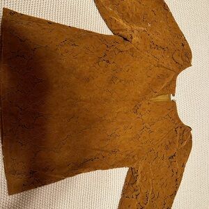 Lace Long Sleeve anthropology Top in Mustard size XS
